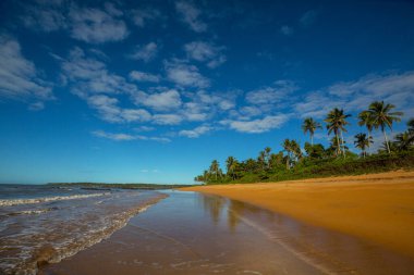 Tropikal sahildeki güzel yaz manzaraları. Tatil arkaplanı.