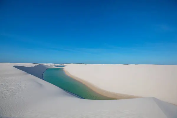 stock image Lagoons in the desert of Lencois Maranhenses National Park, Brazil. Unusual natural landscapes.