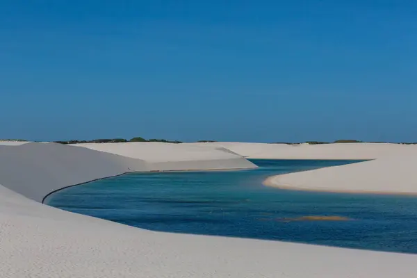 stock image Lagoons in the desert of Lencois Maranhenses National Park, Brazil. Unusual natural landscapes.