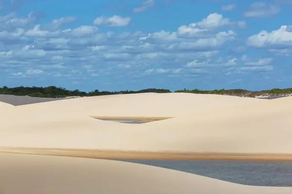 stock image Lagoons in the desert of Lencois Maranhenses National Park, Brazil. Unusual natural landscapes.