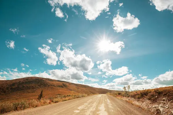 stock image Endless Dempster Highway near the arctic circle, remote gravel road leading from Dawson City to Inuvik, Canada