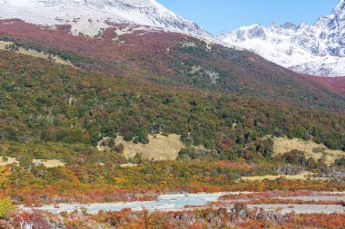 Patagonya dağlarında sonbahar sezonu, Güney Amerika, Arjantin