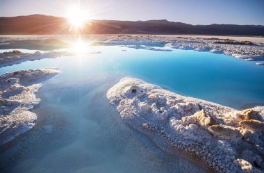 Kuzey Arjantin 'in fantastik manzaraları. Güzel, ilham verici doğal manzaralar. Salar Antofalla 'da Laguna Verde.