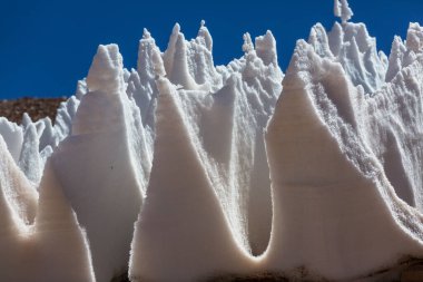 Arjantin, Agua Negra Geçidi 'nde alışılmadık kar oluşumu kalgasporları.