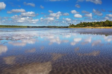 Tropikal sahildeki güzel yaz manzaraları. Tatil arkaplanı.