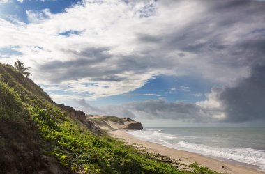 Brezilya 'nın tropik plajlarındaki güzel yaz manzaraları. Tatil arkaplanı.