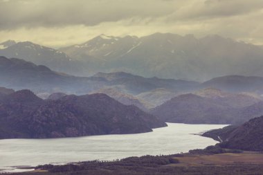 Beautiful mountain landscapes along Carretera Austral, Patagonia, South Chile clipart