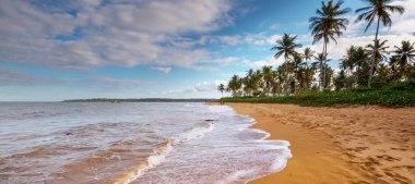 Tropikal sahildeki güzel yaz manzaraları. Tatil arkaplanı.