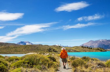 Perito Moreno Ulusal Parkı 'nda yürüyüş Arjantin, Güney Amerika.