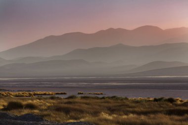Kuzey Şili 'nin fantastik manzaraları, Atacama Çölü. Güzel, ilham verici doğal manzaralar. Yüksek dağlarda Kalgaspores.