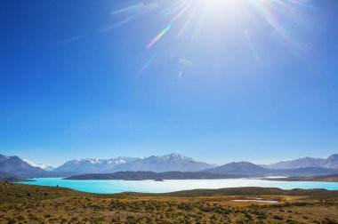 General Carrera Gölü, Carretera Austral, Patagonya - Şili. Güney Amerika 'nın güzel doğal manzaraları