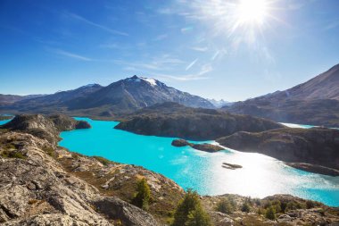 Arjantin, Güney Amerika 'daki Perito Moreno Ulusal Parkı' nda fantastik dağ manzaraları.