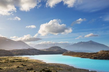 Arjantin, Güney Amerika 'daki Perito Moreno Ulusal Parkı' nda fantastik dağ manzaraları.
