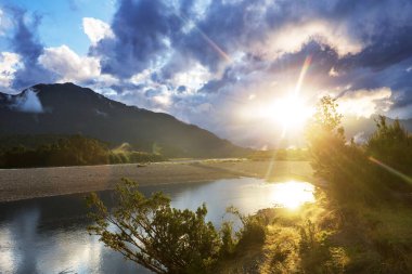 Carretera Austral, Patagonya, Güney Şili boyunca güzel dağ manzaraları