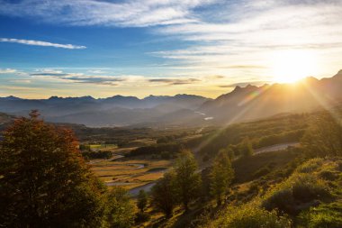Carretera Austral, Patagonya, Güney Şili boyunca güzel dağ manzaraları