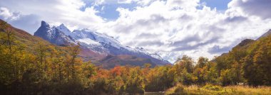 Patagonya dağlarında sonbahar sezonu, Güney Amerika, Arjantin