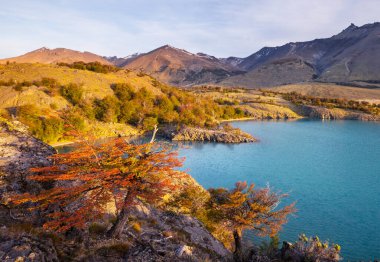 Patagonya dağlarında sonbahar sezonu, Güney Amerika, Arjantin