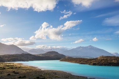 Arjantin, Güney Amerika 'daki Perito Moreno Ulusal Parkı' nda fantastik dağ manzaraları.