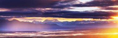 Beautiful high mountains in Alaska, United States. Amazing natural background.