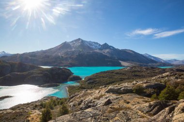 Arjantin, Güney Amerika 'daki Perito Moreno Ulusal Parkı' nda fantastik dağ manzaraları.