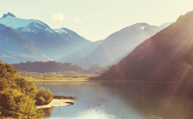 Carretera Austral, Patagonya, Güney Şili boyunca güzel dağ manzaraları