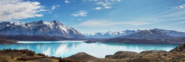 Arjantin, Güney Amerika 'daki Perito Moreno Ulusal Parkı' nda fantastik dağ manzaraları.