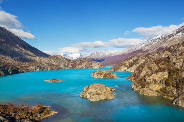 Arjantin, Güney Amerika 'daki Perito Moreno Ulusal Parkı' nda fantastik dağ manzaraları.