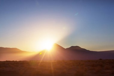Gün doğumunda çöl, Şili, Atacama