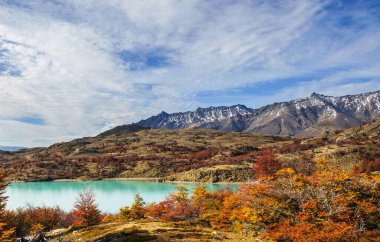 Patagonya dağlarında sonbahar sezonu, Güney Amerika, Arjantin