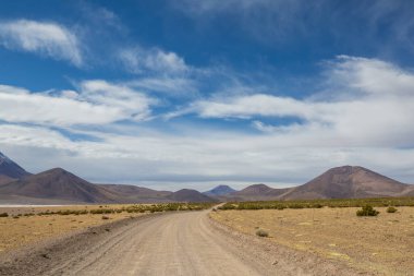 Kuzey Şili 'nin fantastik manzaraları, Atacama Çölü. Güzel, ilham verici doğal manzaralar. Yüksek dağlarda Kalgaspores.