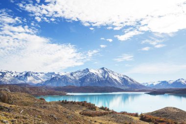 Arjantin, Güney Amerika 'daki Perito Moreno Ulusal Parkı' nda fantastik dağ manzaraları.