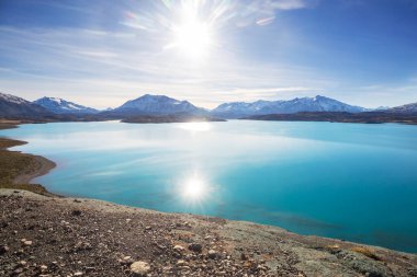 Arjantin, Güney Amerika 'daki Perito Moreno Ulusal Parkı' nda fantastik dağ manzaraları.