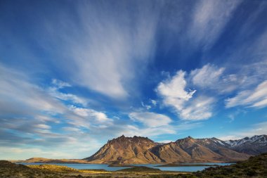 Arjantin, Güney Amerika 'daki Perito Moreno Ulusal Parkı' nda fantastik dağ manzaraları.