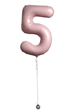 Beş beş numara. Kızın doğum günü için beş numaralı pembe balon. Ev Partisi. 