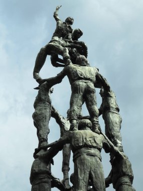 TARRAGONA, SPAIN - 06.07.2022: Monument to the Castellers (Monumento a los Castellers) by Francesc Angles