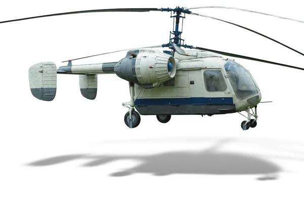 Hélicoptère Russe Soviétique Isolé Sur Fond Blanc — Photo
