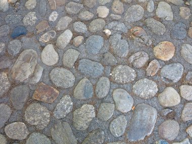 İspanya 'nın ortaçağ caddesinde eski taş kaldırım yolu