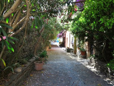 Colliure, Fransa; 8 Temmuz - 2023: Fransa 'nın güney kıyısındaki Collioure kasabasının ortaçağ sokaklarının çok güzel manzaraları