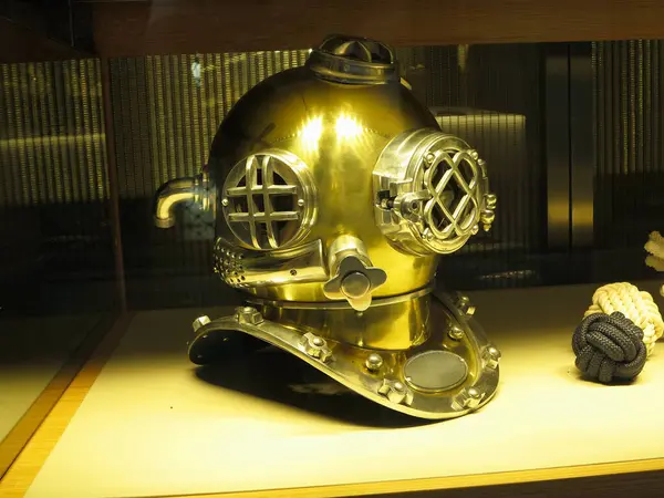 Diving equipment. Bronze helmet from the diver\'s suit .