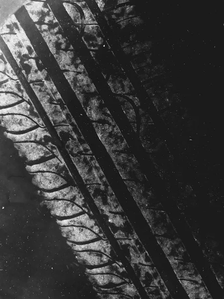 Відбиток Автомобільної Шини Абстрактна Текстура Гранж Монохроматичне Зображення — стокове фото