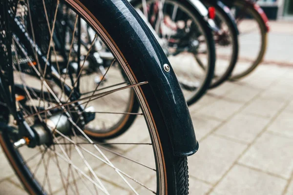 Viele Fahrräder Die Draußen Auf Der Straße Von Halmstad Schweden — Stockfoto