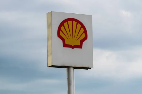 Batrovci Serbia September 2022 Shell Logo Post Petrol Station Freeway — Stock Photo, Image