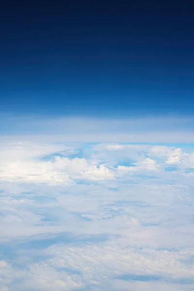Nubes Cúmulos Blancos Vistas Desde Avión Pasajeros Soleado Día Verano — Foto de Stock
