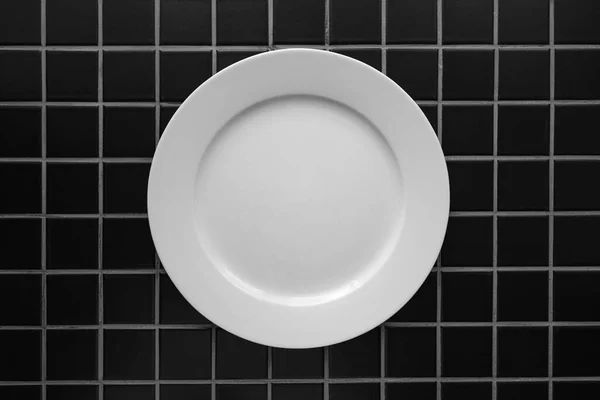 Empty dining plate flat lay top view as copy space