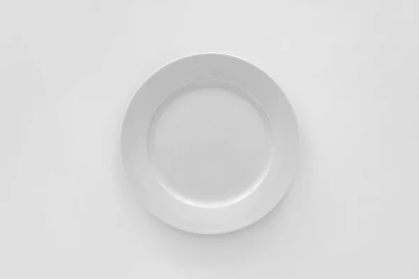 Empty White Plate White Background Top View — Stock Photo, Image