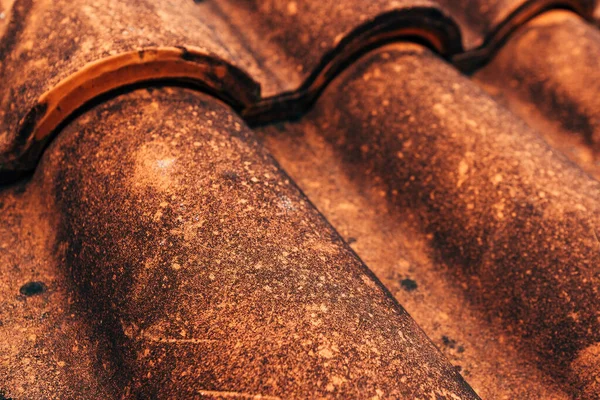 Closeup Old Rustic Terracotta Roof Tiles Pattern Background Architectural Detail — Fotografie, imagine de stoc