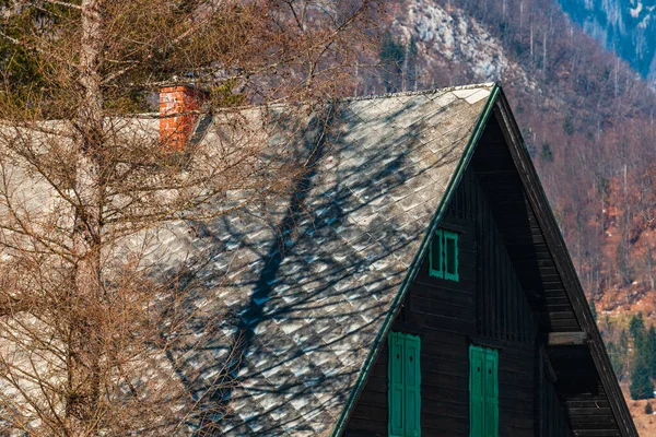 Traditional Slovenian Wooden Mountain House Triglav National Park Sunny Winter — Stock Photo, Image