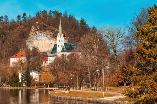 Εκκλησία Της Ενορίας Martina Στο Bled Σλοβενία Αυτή Γοτθική Δομή — Φωτογραφία Αρχείου