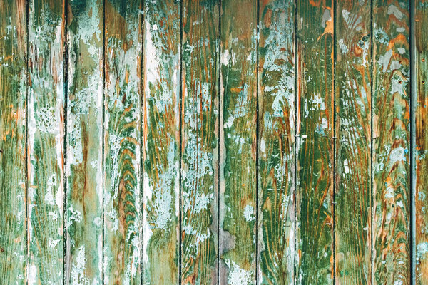 Peeling paint texture of an old wooden wall surface as grunge background
