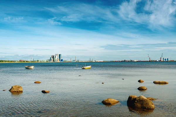 Промышленный Порт Хальмстад Море Каттегат Швеции Солнечный Летний День — стоковое фото